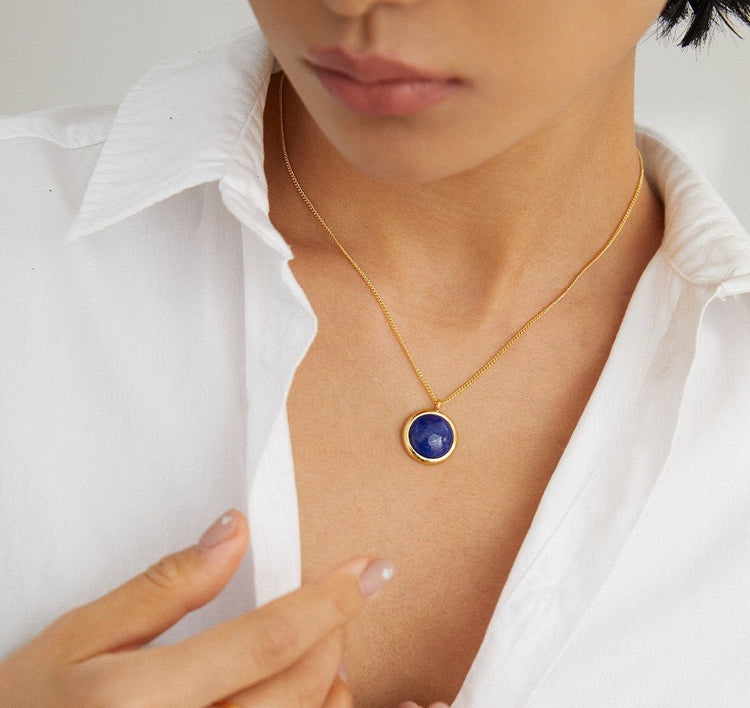 Collier Lapis Lazuli Argent S925 Plaqué Or