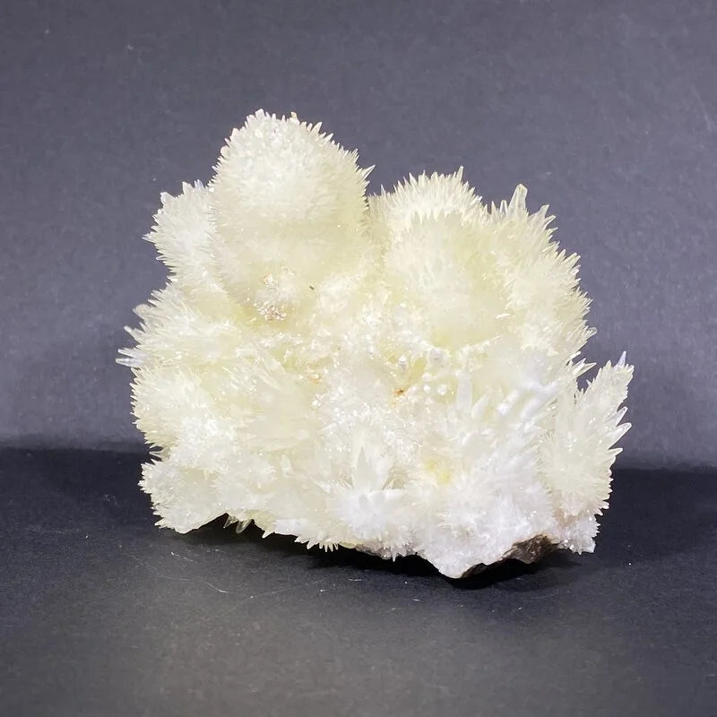 Amas blancs d'aragonite aciculaire