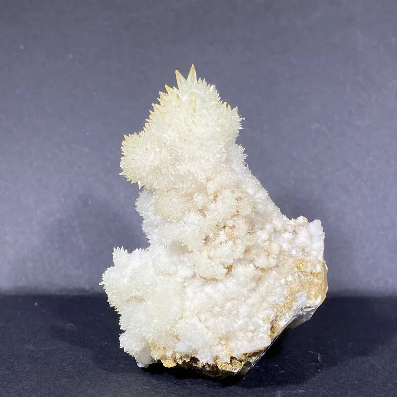 Amas blancs d'aragonite aciculaire