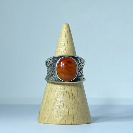 Bague en Agate Rouge Argent S925 #1