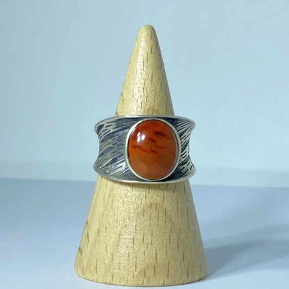 Bague en Agate Rouge Argent S925 #1