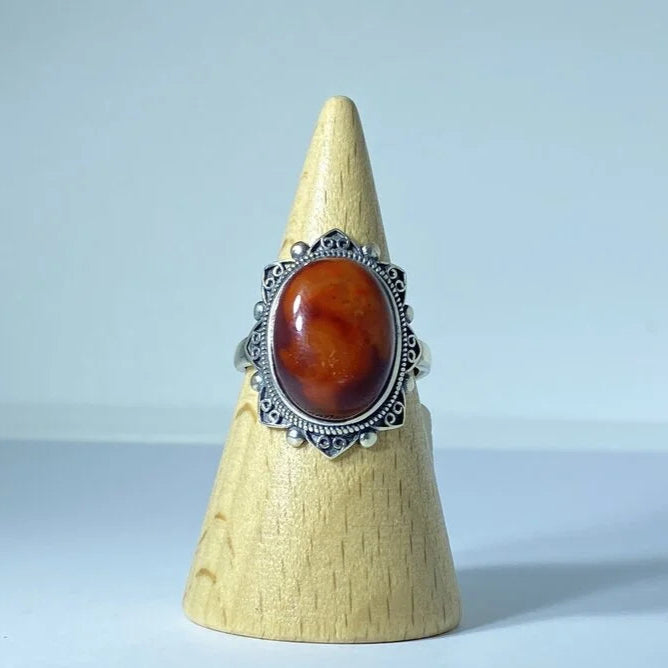 Bague en Agate Rouge Argent S925 #2