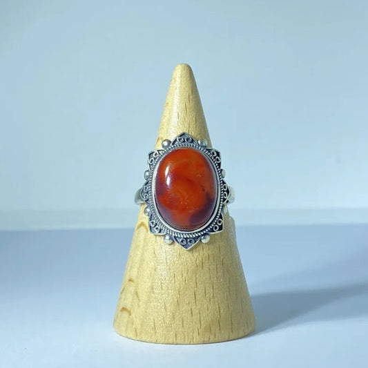 Bague en Agate Rouge Argent S925 #2