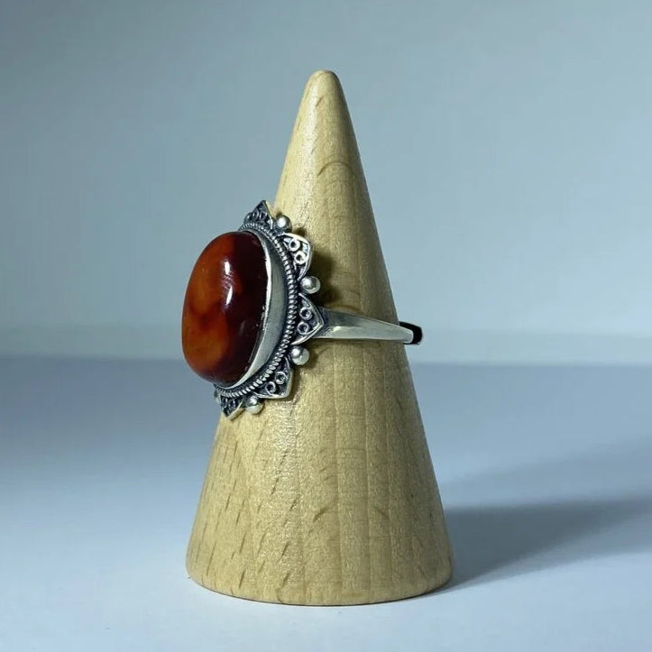 Bague en Agate Rouge Argent S925 #2