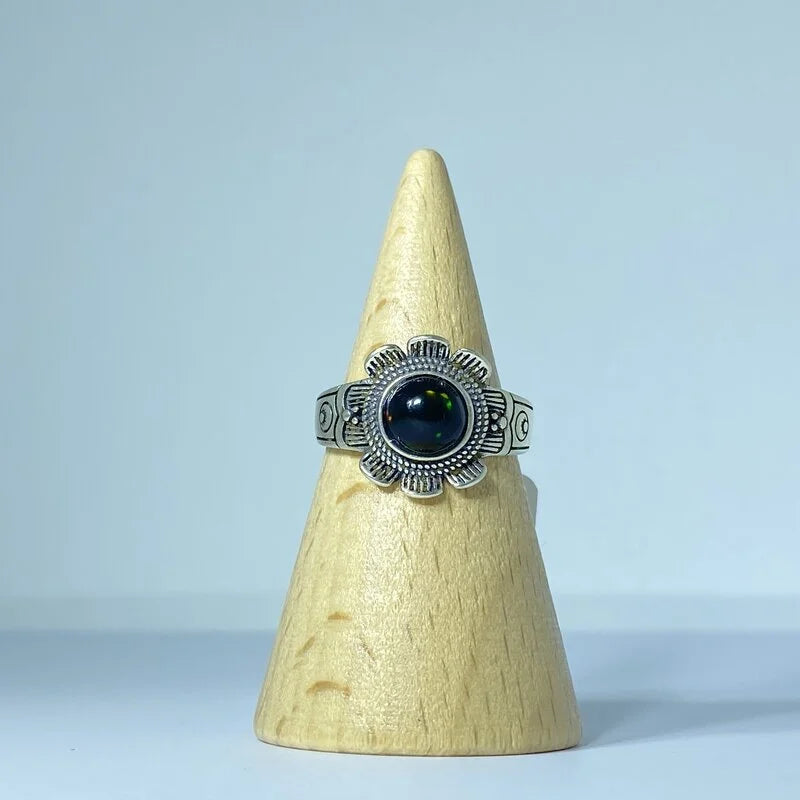 Bague en Opale Noire Argent S925 #1