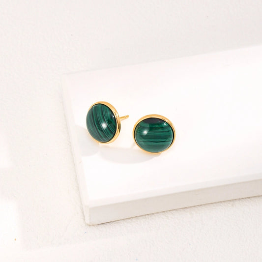 Boucle D'oreille Malachite Argent S925 Plaqué Or #3