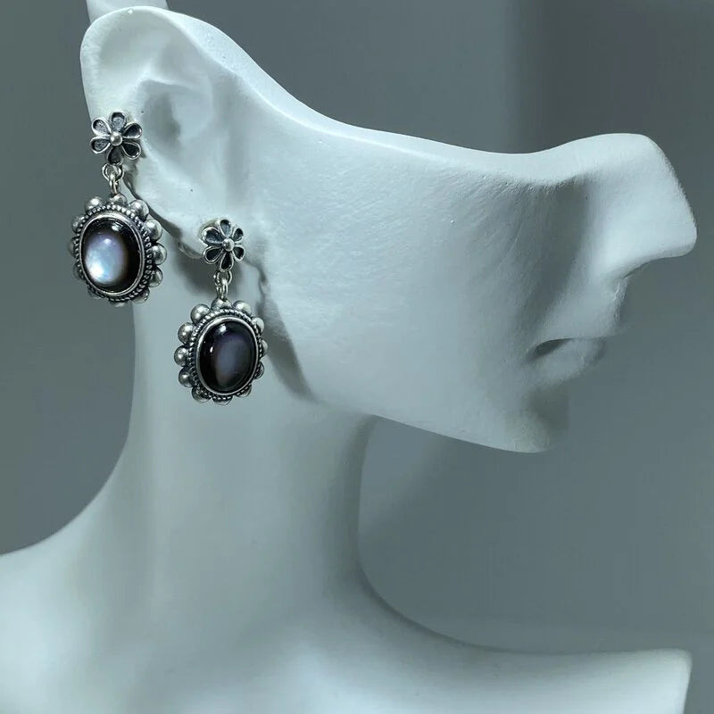 Boucle d'oreille en Nacre Noire Argent S925