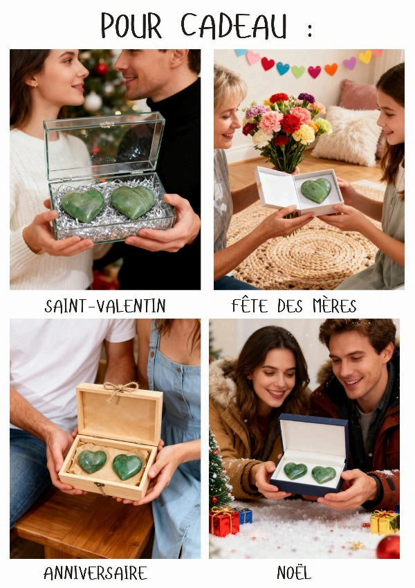 Cœur en Pierre de Lune Verte