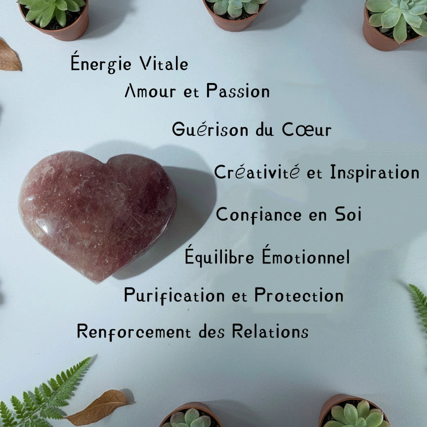Cœur en Quartz Fraise