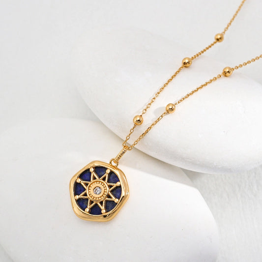 Collier Lapis Lazuli Argent S925 Plaqué Or #1