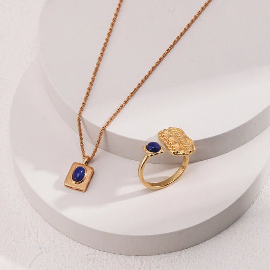 Collier Lapis Lazuli Argent S925 Plaqué Or #2