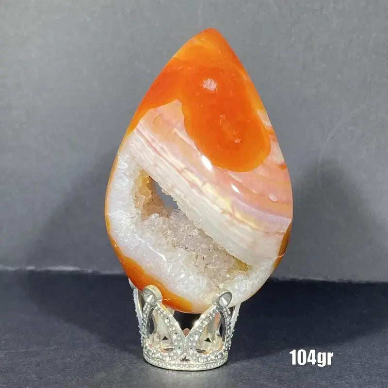 Géode Cornaline en forme d'Œuf (100-150gr)