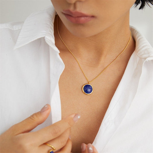 Collier Lapis Lazuli Argent S925 Plaqué Or #3