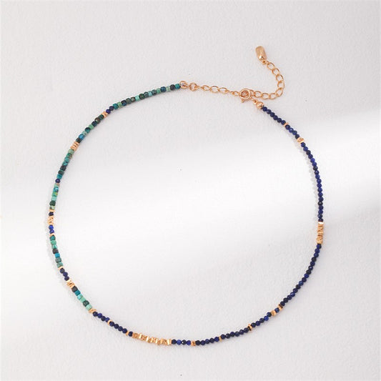 Collier Lapis Lazuli/Chrysocolle Argent S925 Plaqué Or #5