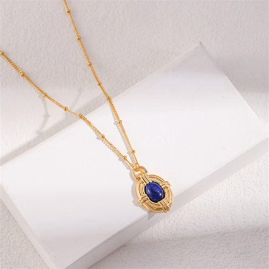Collier Lapis Lazuli Argent S925 Plaqué Or #4