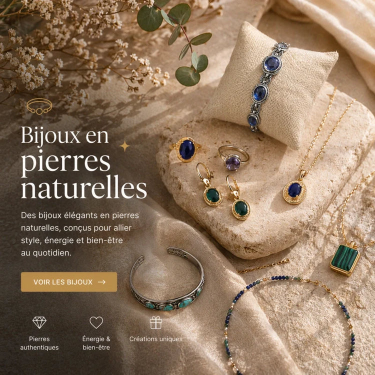 Bijoux en pierres naturelles élégants avec minéraux authentiques pour le style, l’énergie et le bien-être