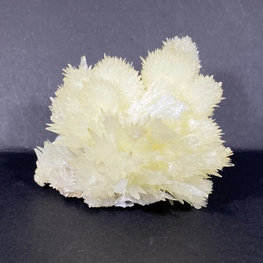 Amas blancs d'aragonite aciculaire