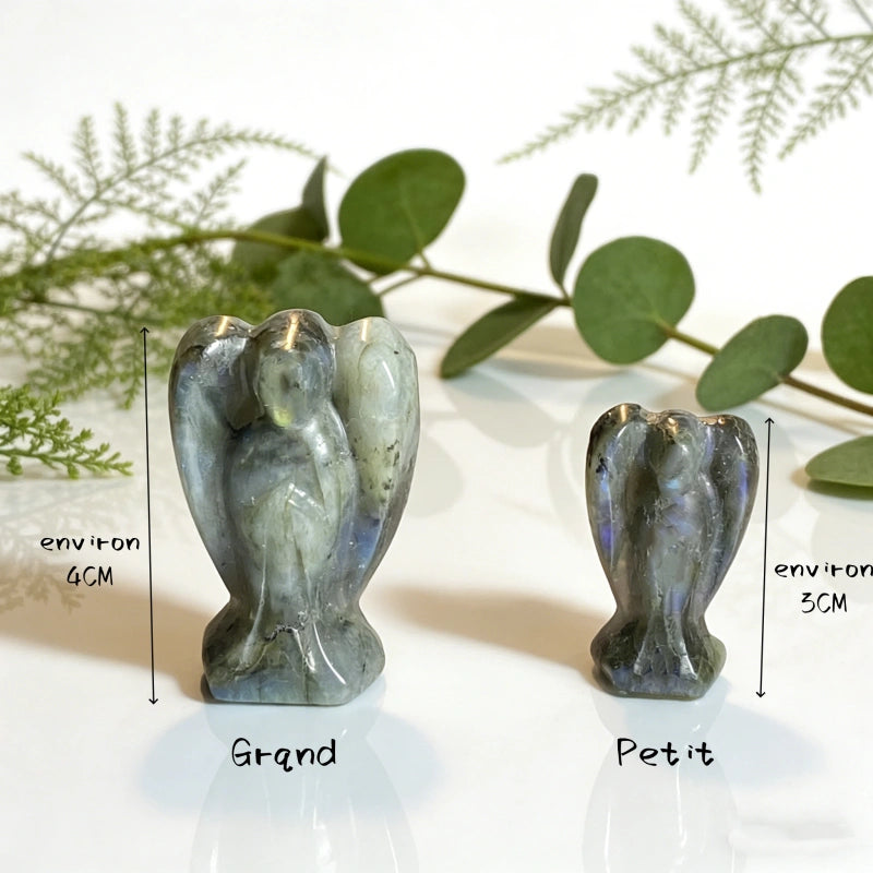 Ange en Labradorite Naturelle – Sculpture spirituelle de protection et sérénité