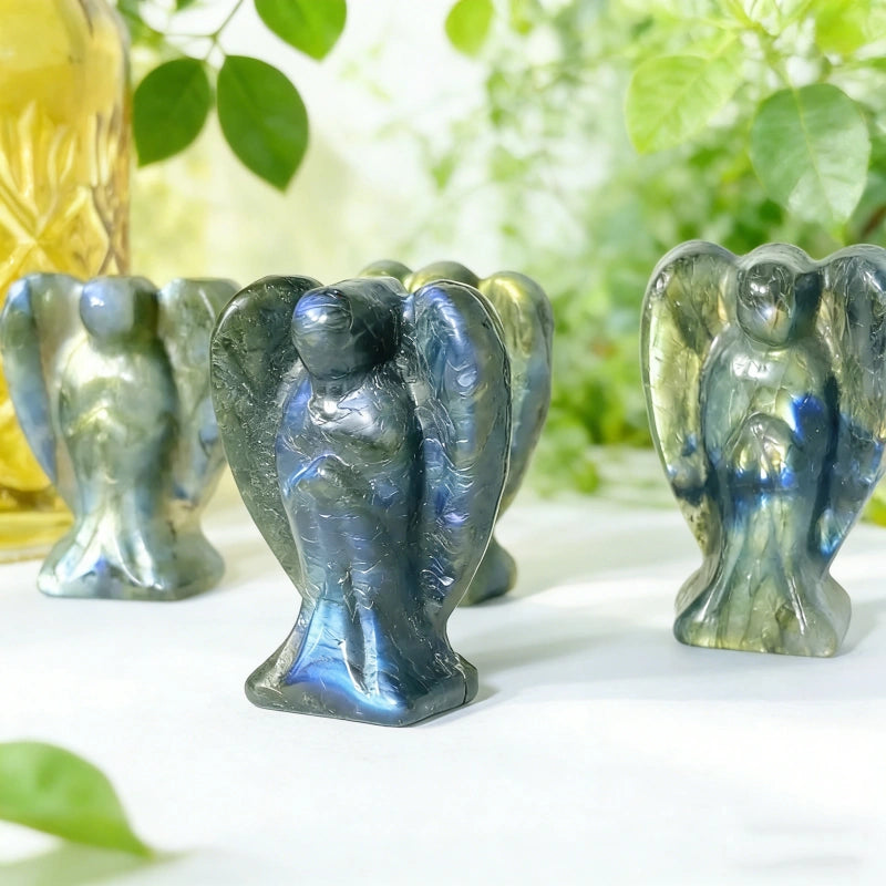 Ange en Labradorite Naturelle – Sculpture spirituelle de protection et sérénité