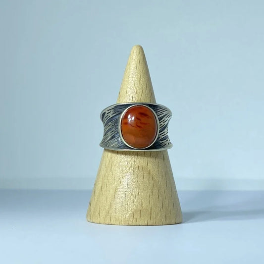 Bague en Agate Rouge Argent S925