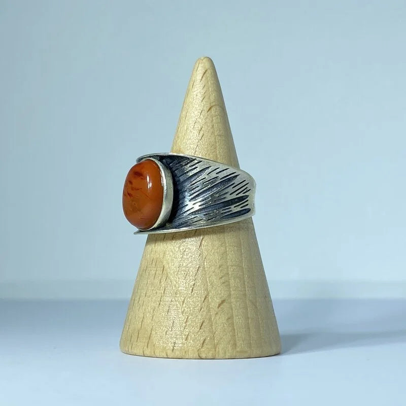 Bague en Agate Rouge Argent S925