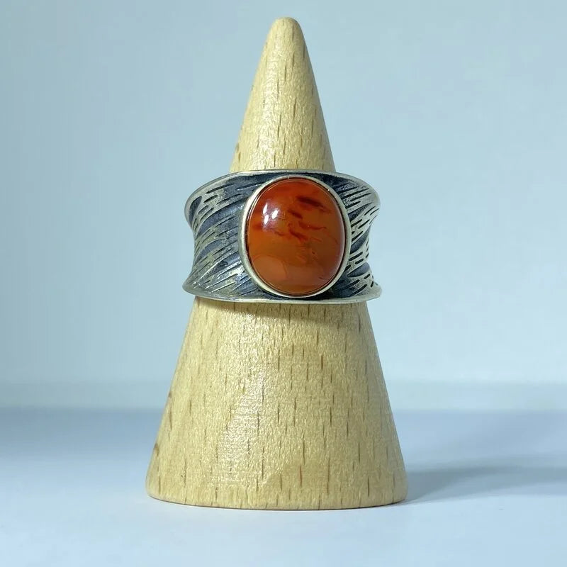 Bague en Agate Rouge Argent S925