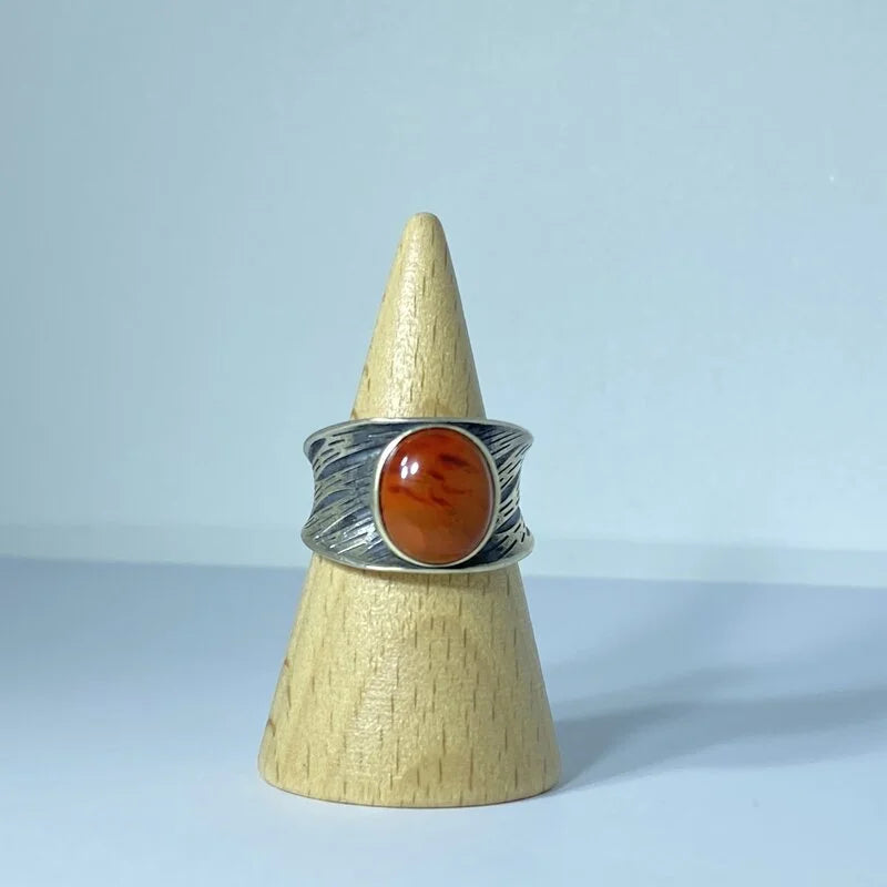 Bague en Agate Rouge Argent S925