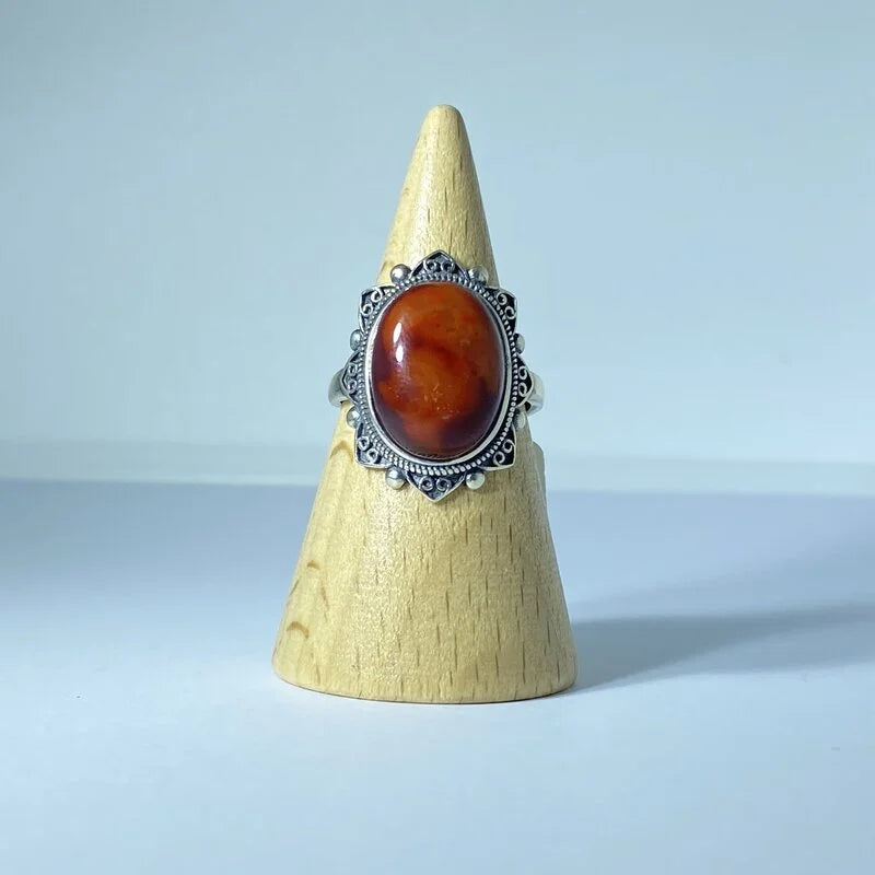 Bague en Agate Rouge Argent S925