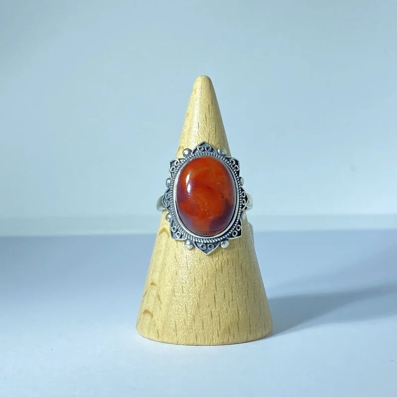 Bague en Agate Rouge Argent S925