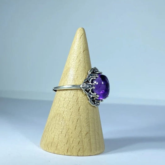 Bague Améthyste Argent S925 – Pierre naturelle d’apaisement, élégance et équilibre émotionnel