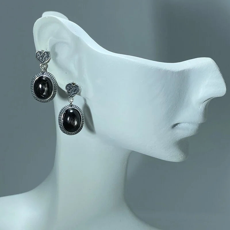 Boucle d'oreille en Hypersthène Argent S925