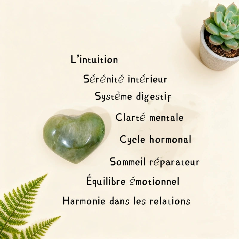 Cœur en Pierre de Lune Verte
