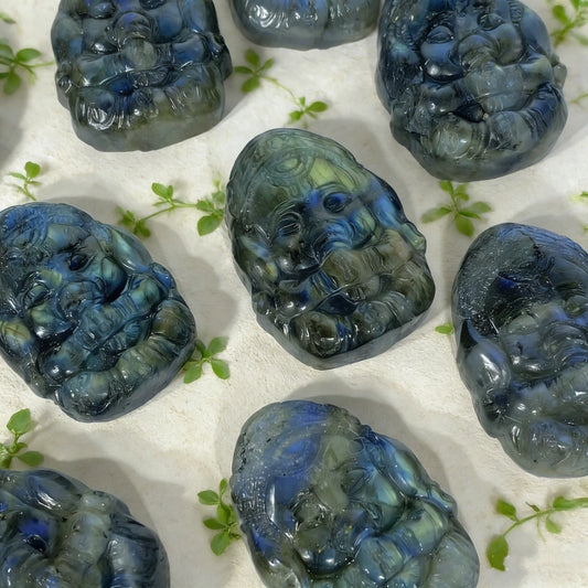 Ganesh en Labradorite Naturelle – Statue spirituelle de protection, chance et réussite