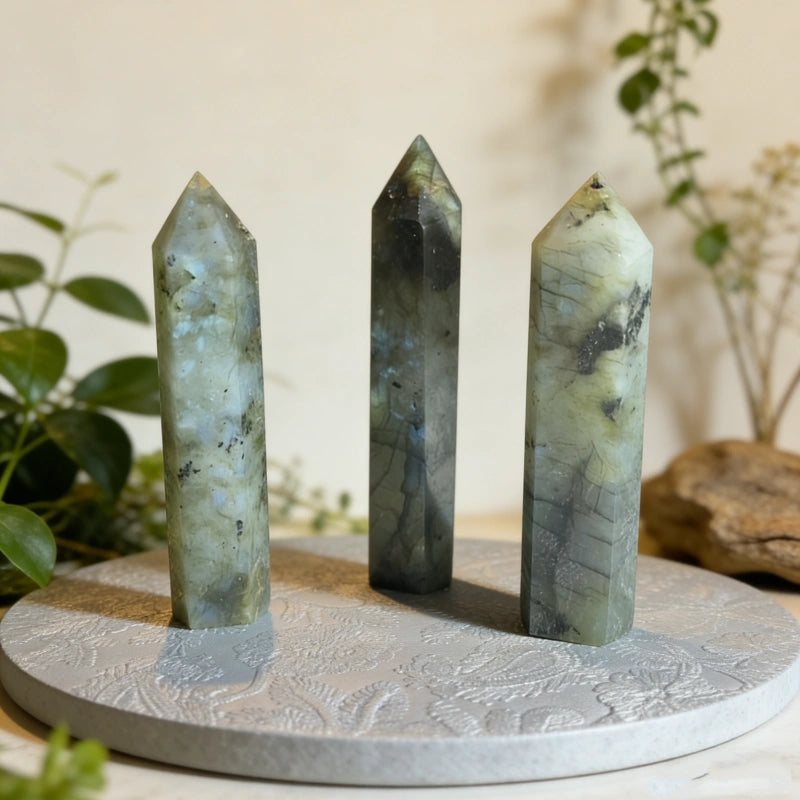 Pointe en Labradorite naturelle – pierre de protection et décoration élégante