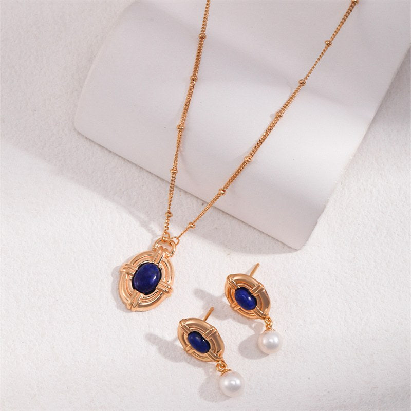 Boucle D'oreille Lapis Lazuli Argent S925 Plaqué Or