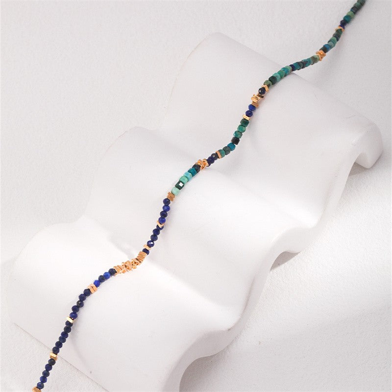 Collier Lapis Lazuli/Chrysocolle Argent S925 Plaqué Or