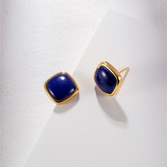 Boucle D'oreille Lapis Lazuli Argent S925 Plaqué Or