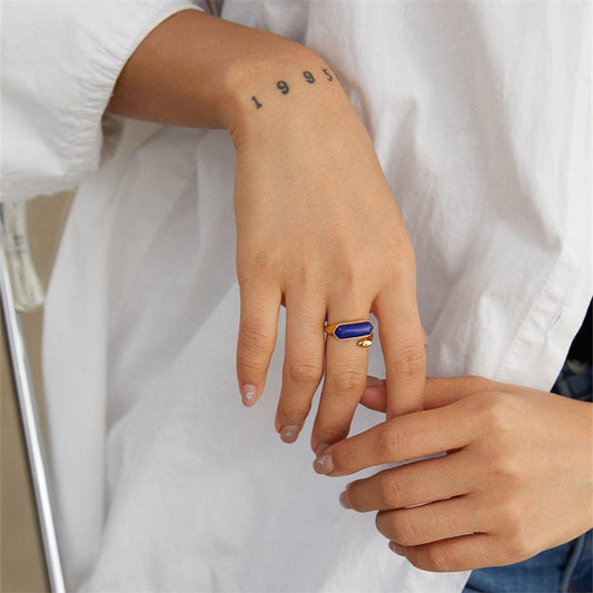 Bague Lapis Lazuli Argent S925 Plaqué Or