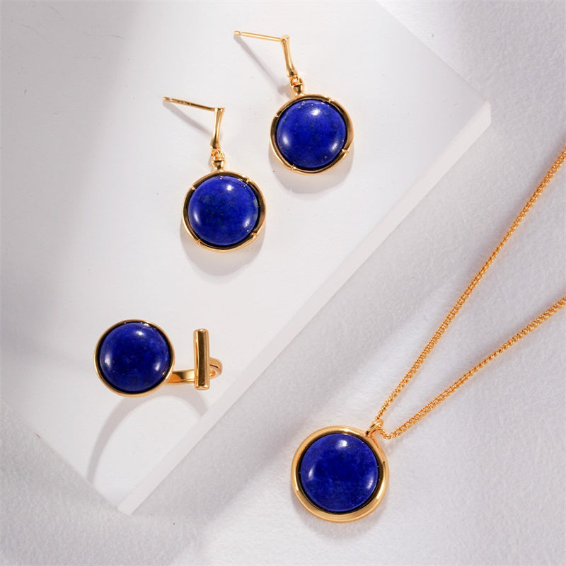 Boucle D'oreille Lapis Lazuli Argent S925 Plaqué Or