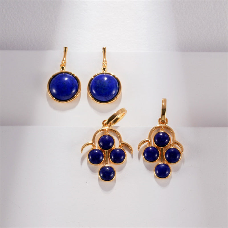 Boucle D'oreille Lapis Lazuli Argent S925 Plaqué Or