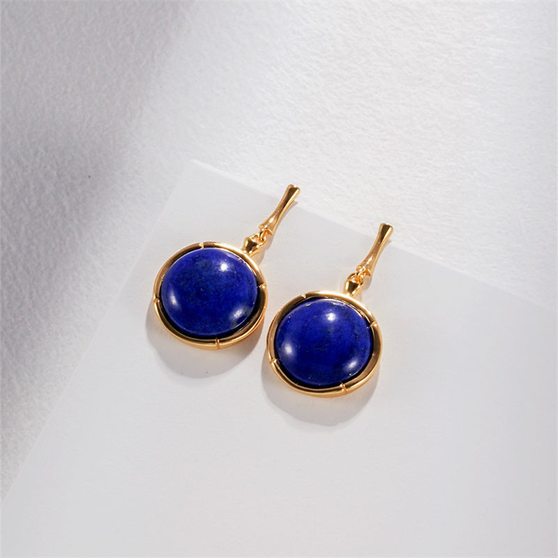 Boucle D'oreille Lapis Lazuli Argent S925 Plaqué Or