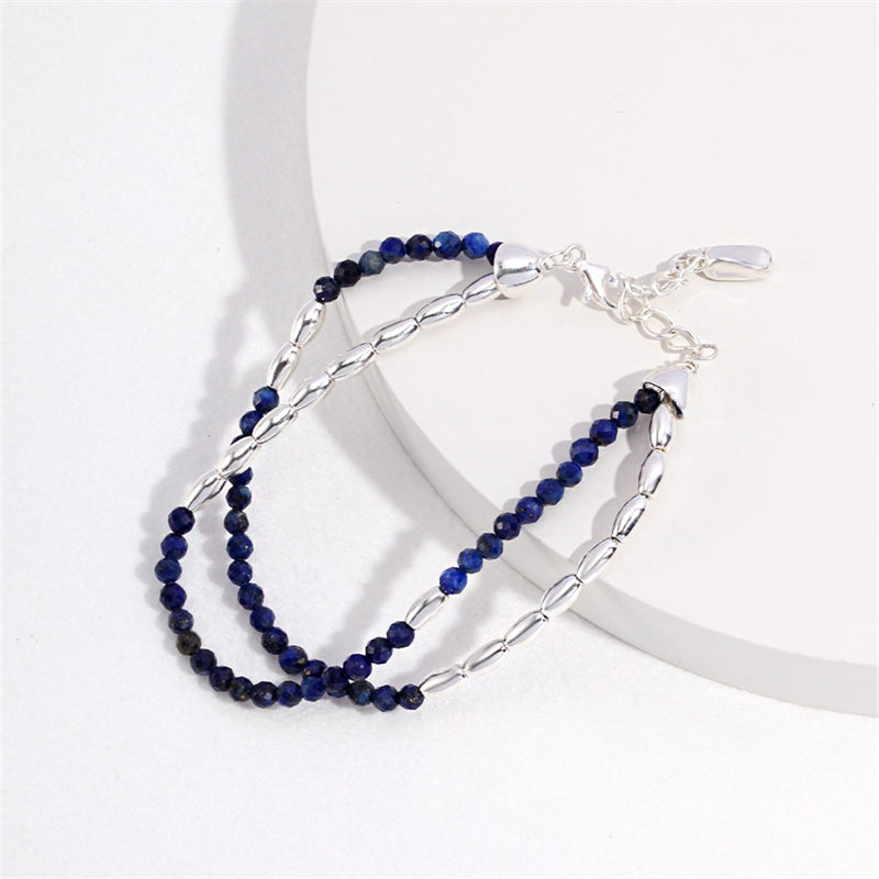 Bracelet Lapis Lazuli Argent S925 Plaqué Or