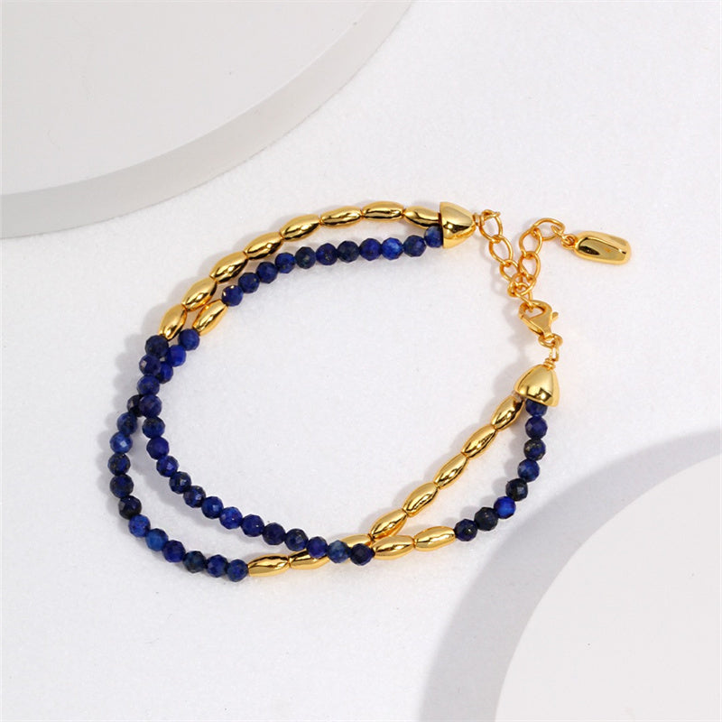 Bracelet Lapis Lazuli Argent S925 Plaqué Or