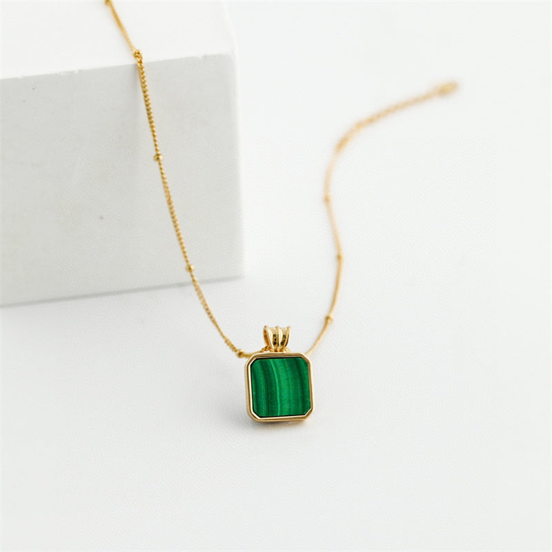 Collier Malachite Argent S925 Plaqué Or