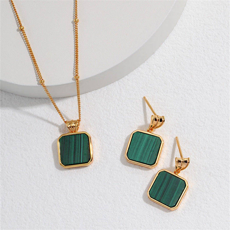 Collier Malachite Argent S925 Plaqué Or