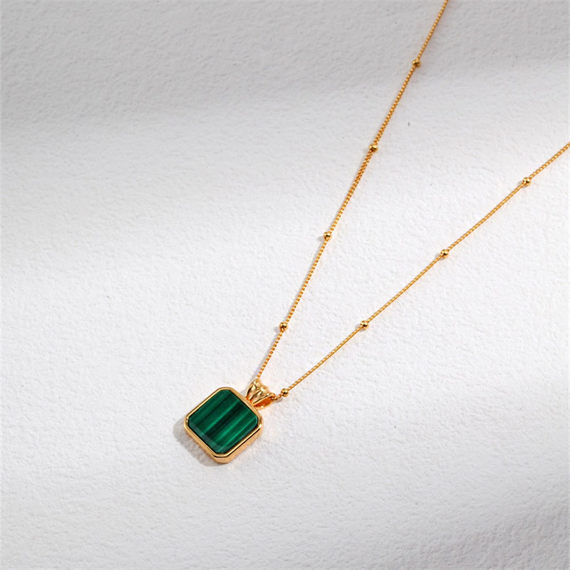 Collier Malachite Argent S925 Plaqué Or