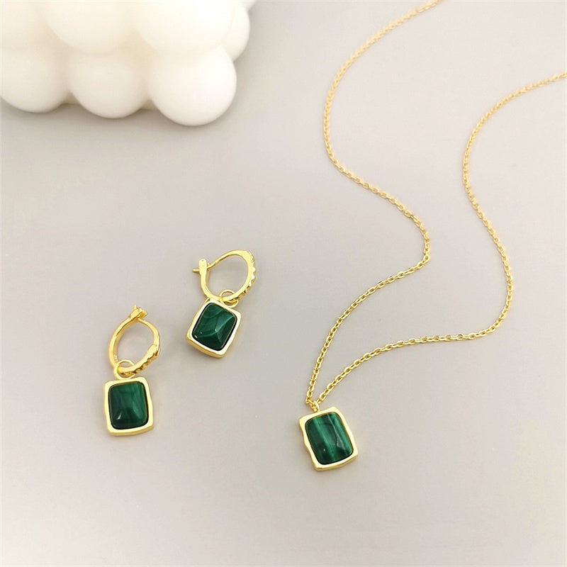 Collier Malachite Argent S925 Plaqué Or