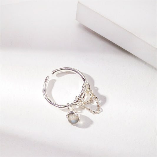 Bague Pierre de Lune argent S925 plaqué or – bijou élégant, lumineux et ajustable